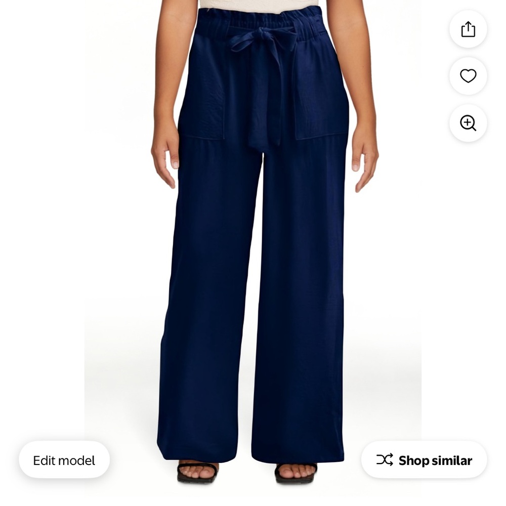 Elegant Navy Wide-Leg Women's Pants